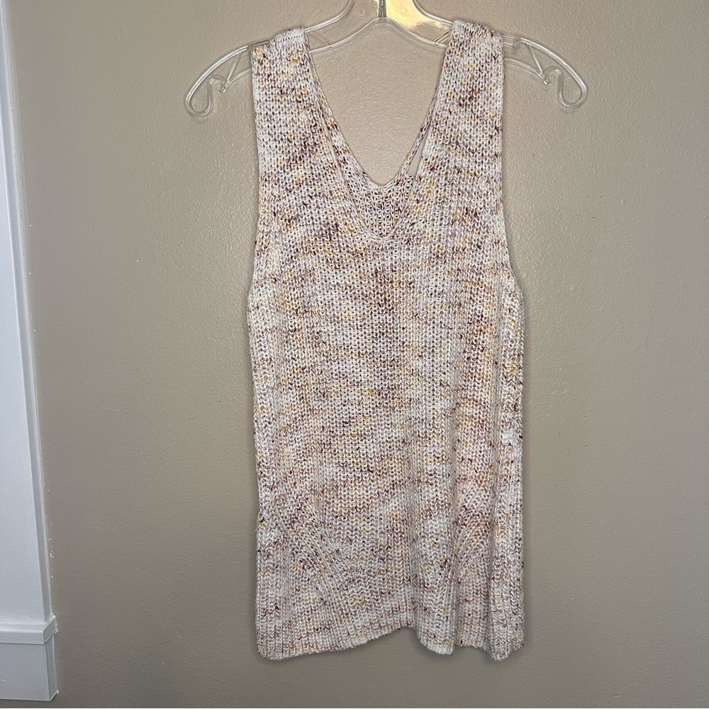 LOFT Multicolor V-neck Sleeveless Knit Sweater Size Large